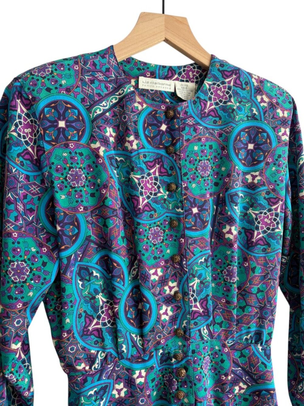 Vintage Liz Claiborne Paisley Button Down Shirt Dress with Swing Skirt Size 6 - Picture 4 of 6